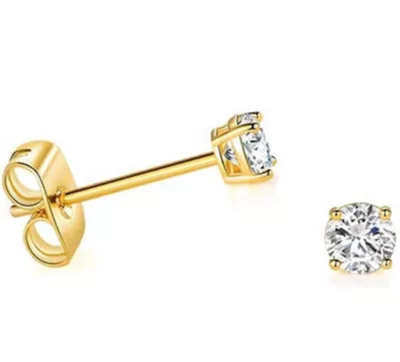 The Mini 14K Gold Stud Earrings Created White Topaz