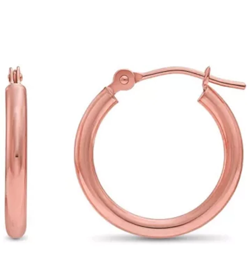925 Sterling Silver Hoop Earrings, 20MM Round Earrings for Women, Girls & Men, 14K Rose Gold Plated Sterling Silver