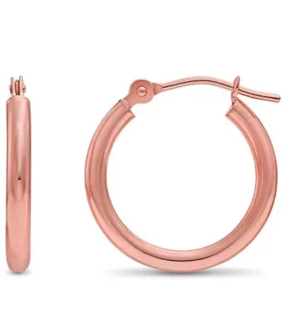 925 Sterling Silver Hoop Earrings, 20MM Round Earrings for Women, Girls & Men, 14K Rose Gold Plated Sterling Silver
