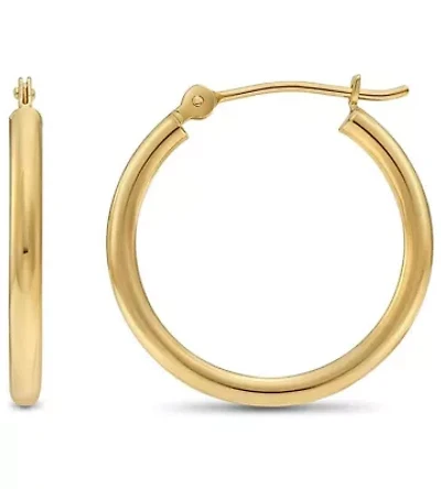 925 Sterling Silver Classic Hoops, 20MM Round Earrings for Women, Girls & Men, 14K Gold Plated Sterling Silver