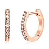 Rose Gold Plated Crystal Huggie Hoops