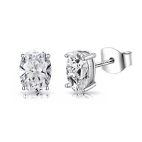 2 CTTW Sterling Silver Oval Cut Studs Earrings