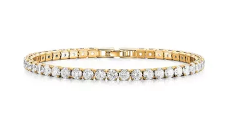 Touch Of Elegance Gold Flashed Round Tennis Bracelet