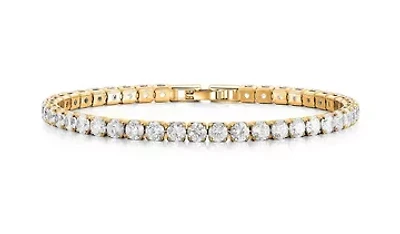 Touch Of Elegance Gold Flashed Round Tennis Bracelet