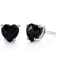 925 Sterling Silver Black Stud Earrings For Men And Women heart