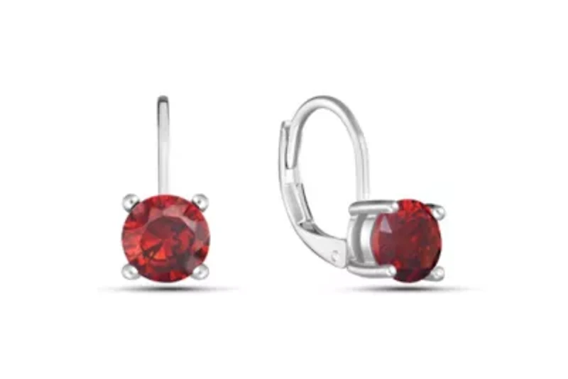 Created Red Ruby LeverBack Earrings