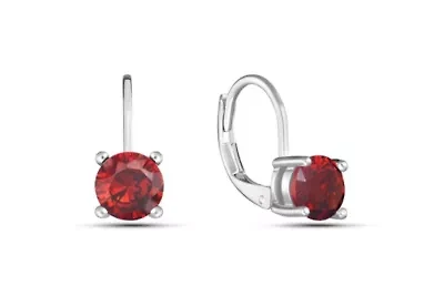 Created Red Ruby LeverBack Earrings