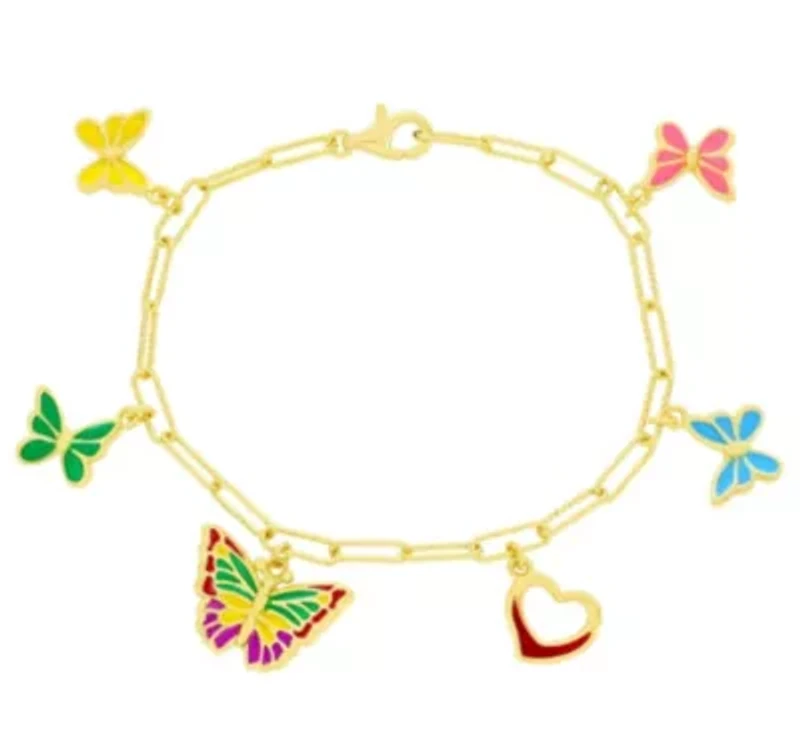Butterfly And Heart Charm Bracelet
