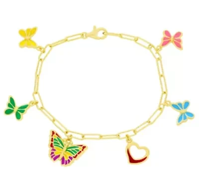 Butterfly And Heart Charm Bracelet