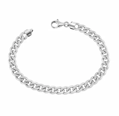 Chain Bracelet, 925 Sterling Silver Curb Link Chain Bracelet, Unisex, Italian Made Sterling Silver, Thick 8MM 8 Inch Bracelet