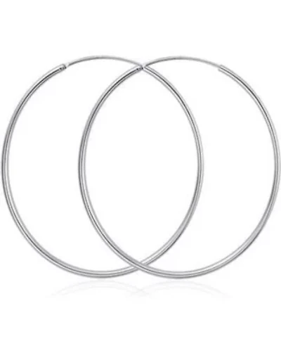 925 Sterling Silver Large 65MM Endless 2MM Tube Hoop Earrings