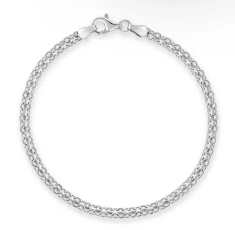 Chain Link Bracelet, 925 Sterling Silver Bismark Link Chain Bracelet, Unisex, Italian Made Sterling Silver, 3MM 7 Inch Bracelet