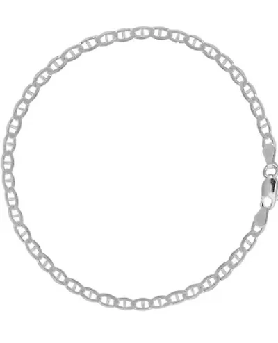Solid Sterling Silver Chain Link Anklet 10
