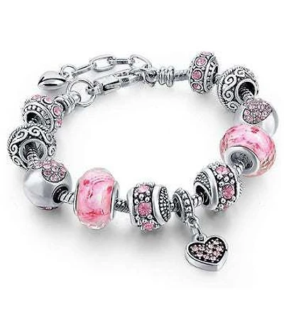 Pink Crystal Charm Bracelet