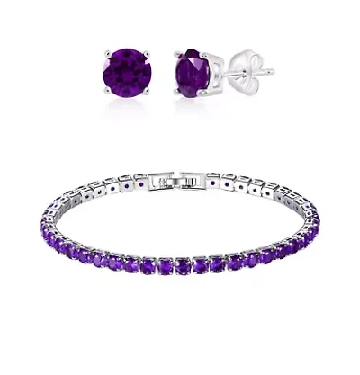 Tennis Bracelet And Earrings Set