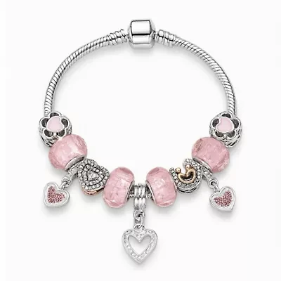Pink Heart Charm Bracelet