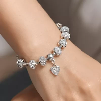 Crystal Hearts Charm Bracelet