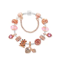 Two Tone Heart Locket Charm Bracelet