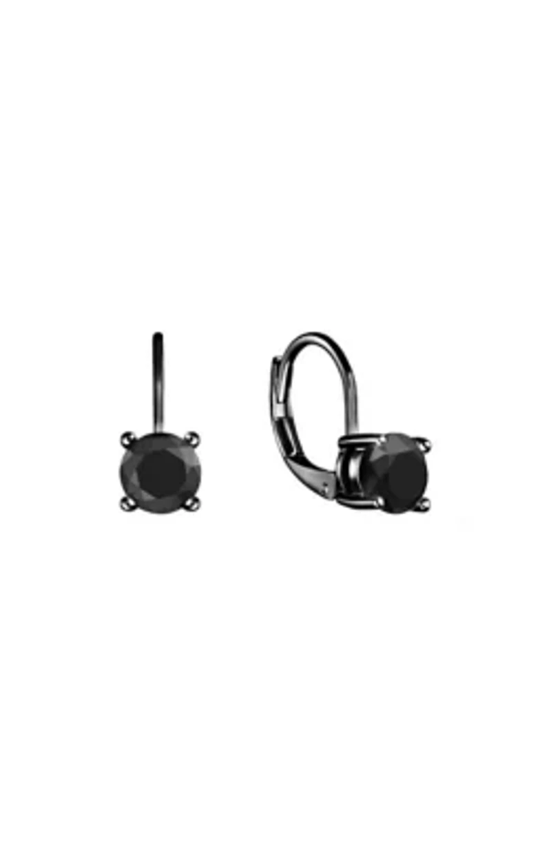 Sterling Silver Black Rhodium Lever back Earrings
