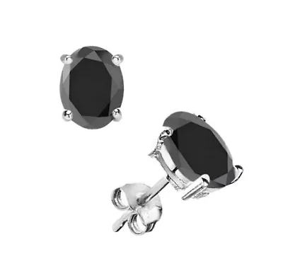 Sterling Silver Created Black Onyx Studs
