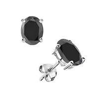 Sterling Silver Created Black Onyx Studs