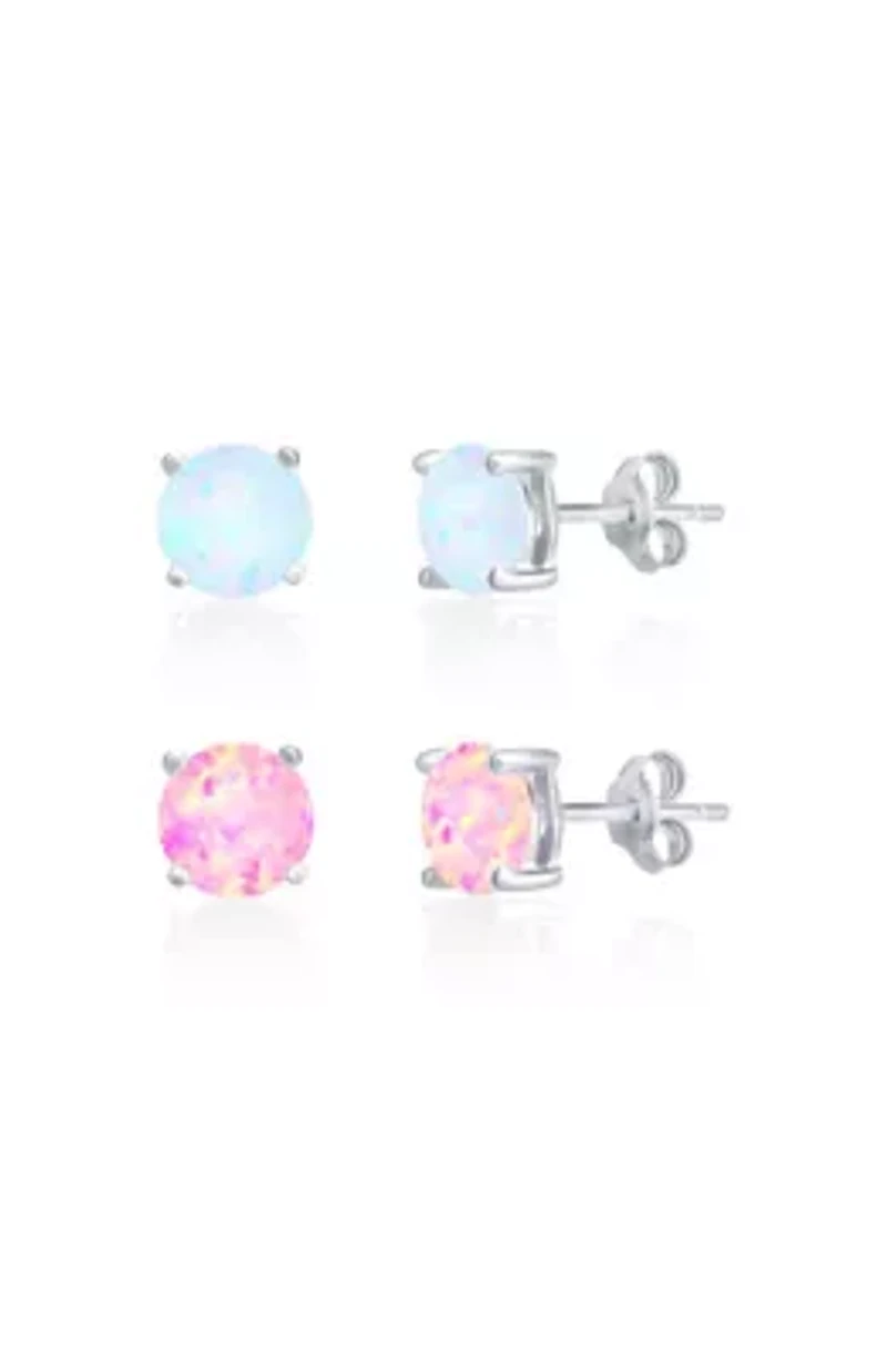 Sterling Silver Opal Studs
