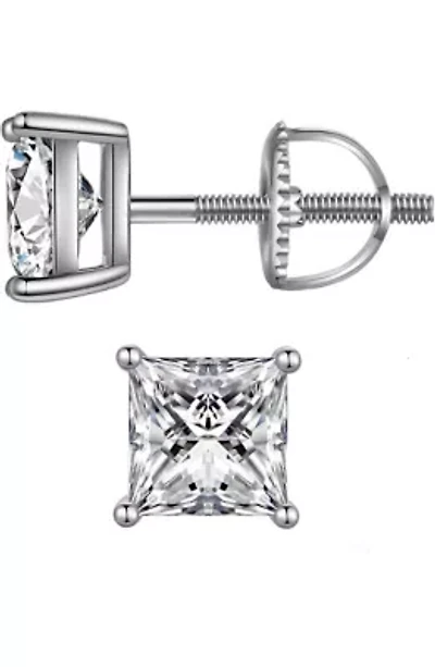 Sterling Silver Screw-back Square Studs