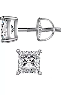Sterling Silver Screw-back Square Studs