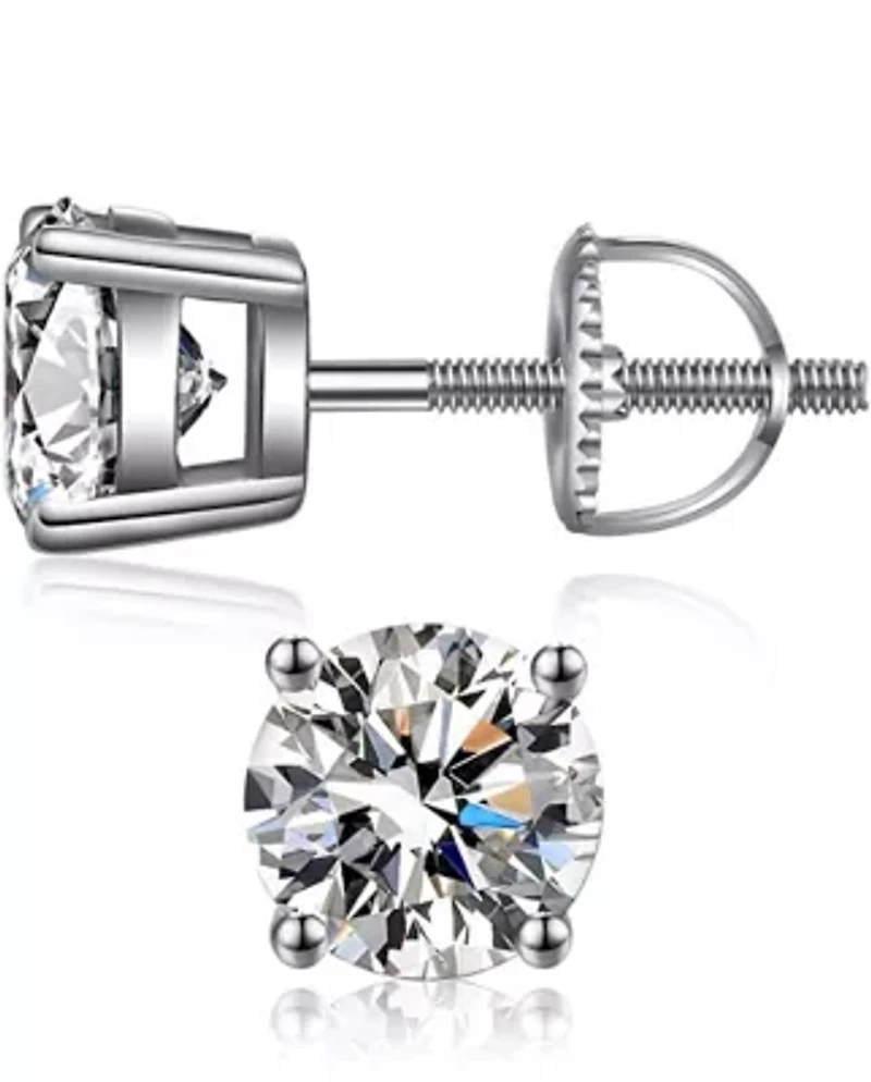 925 Sterling Silver 5MM Round Cut Screw Back Studs