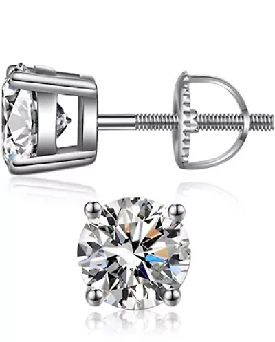 925 Sterling Silver 5MM Round Cut Screw Back Studs