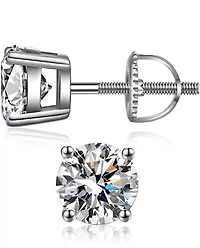 925 Sterling Silver 5MM Round Cut Screw Back Studs
