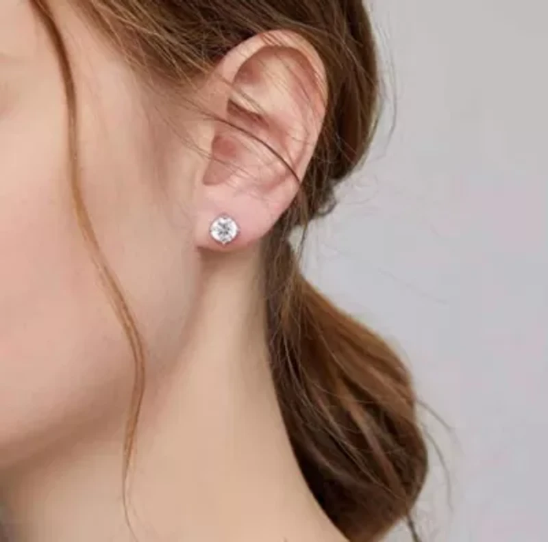 925 Sterling Silver 5MM Round Cut Screw Back Studs