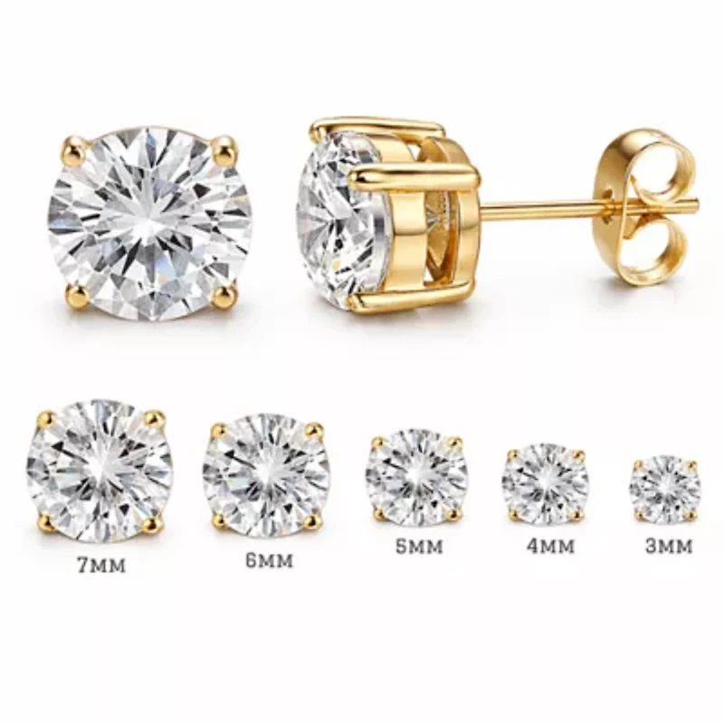 Sterling Silver Round Stud Earrings