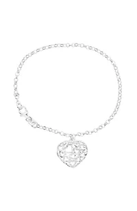 Sterling Silver Dangle Heart Bracelet