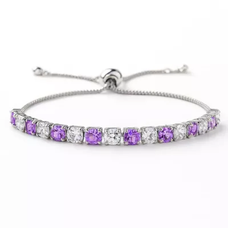 Created Amethyst Adjustable Tennis Bracelet
