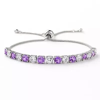 Created Amethyst Adjustable Tennis Bracelet