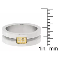 Men's Stainless Steel Cubic Zirconia Ring with Goldtone Ion Plating