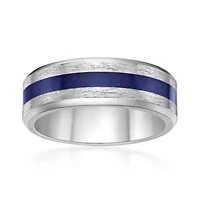 Men's Stainless Steel Ring with Lapis Inlay