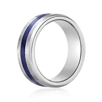Men's Stainless Steel Ring with Lapis Inlay