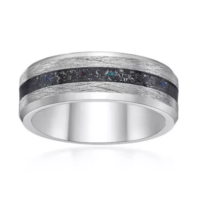 Men's Stainless Steel Ring with Titanium Inlay