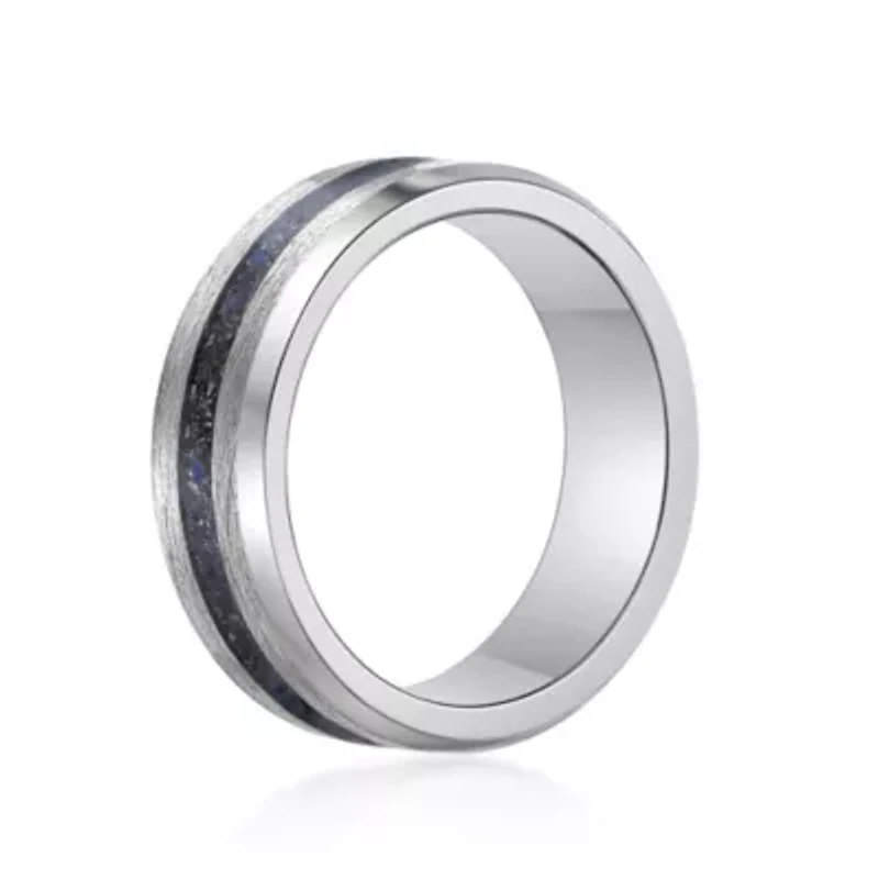 Men's Stainless Steel Ring with Titanium Inlay