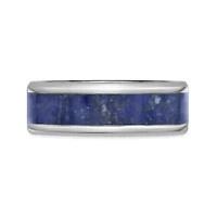 8MM Stainless Steel Band with Lapis Inlay