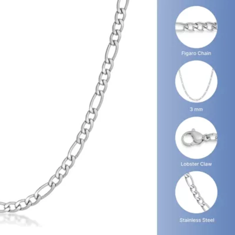3mm Stainless Steel Figaro Chain Necklace