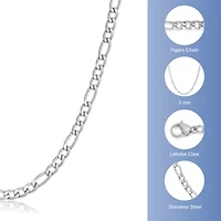 3mm Stainless Steel Figaro Chain Necklace