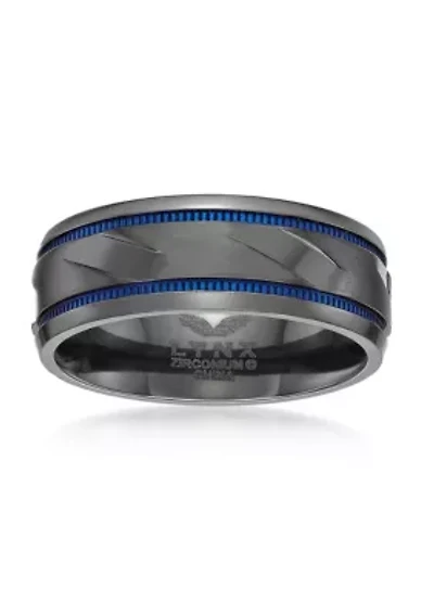 Black Zirconium Ring with Blue Ion Plating - 8MM