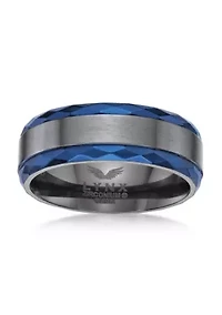 Black Zirconium Ring with Blue Ion Plating - 8MM
