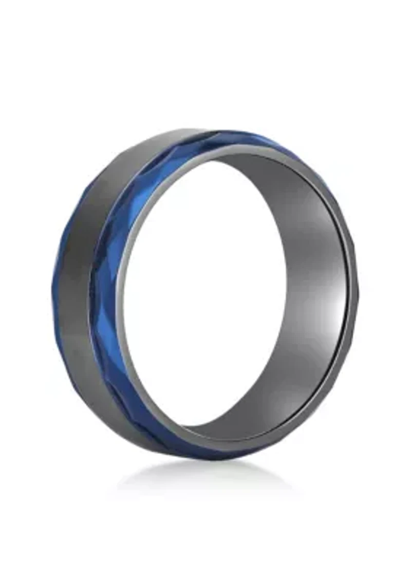 Black Zirconium Ring with Blue Ion Plating - 8MM