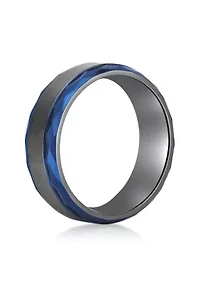Black Zirconium Ring with Blue Ion Plating - 8MM