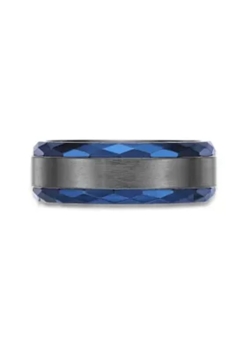 Black Zirconium Ring with Blue Ion Plating - 8MM