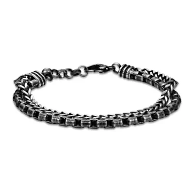 8.25" Antique Finish Stainless Steel Layered Bracelet